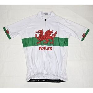 Team United Kingdom Pride Of Wales Cycling Jersey Mens Med. White Short Sleeve‎